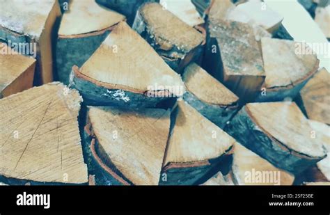 A Pile Of Firewood Close Up Dry Logs Vertical Video Stock Video