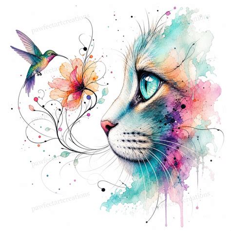 abstract cat art etsy