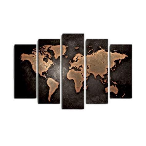 Impression Sur Toile Carte Du Monde Polyester Marron Epikasa