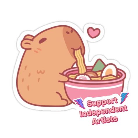 Cute Capybara Eating Ramen Sticker For Sale By Rustydoodle Capybara