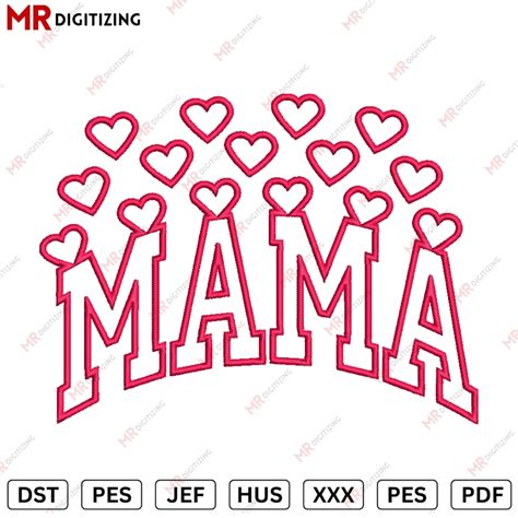 Mama Applique Embroidery Design Pes Jef Etc