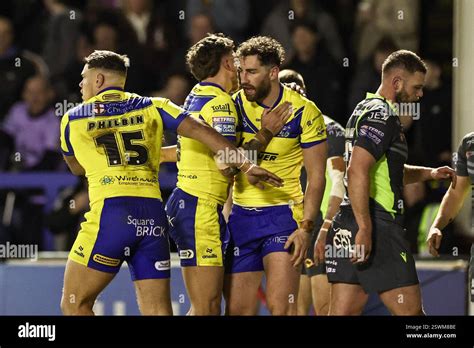 Toby King Of Warrington Wolves Celebrates His Try During The Betfred