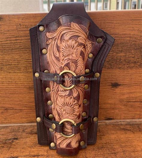 Vintage Style Western Handcrafted Tooled Cowhide Leather Right Handed