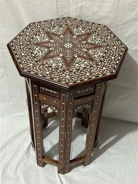 Custom Handmade Bone Inlay Beside Table Spill Proof Coating Bone