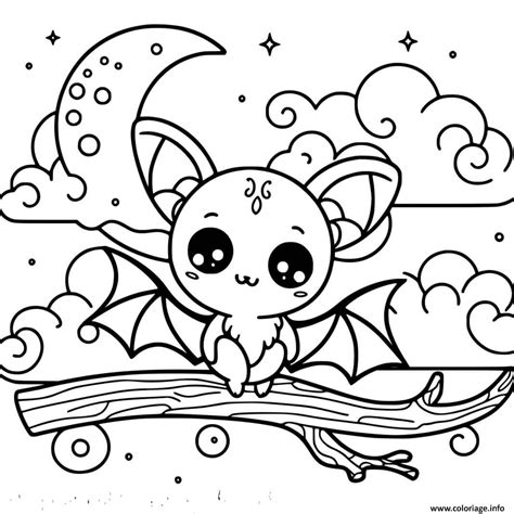 Coloriage Petite Chauve Souris Etoiles Dessin Halloween Maternelle