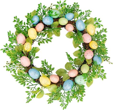 18 Inch Colorful Eggs Easter Wreaths Decorations for Home, Easter