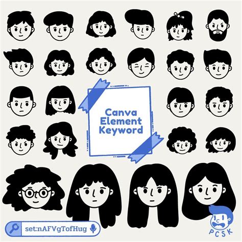 Svg Face Cartoon People Doodle Element Canvas Designs Canvas