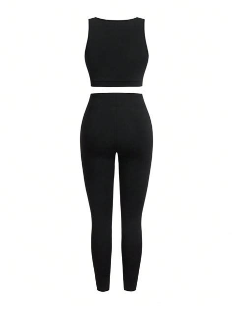 Shein Sport Studio Conjunto De Roupas Esportivas Femininas Top