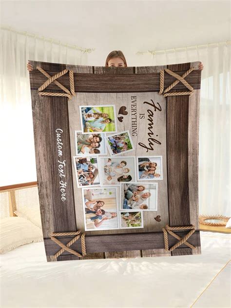 1pc Customized Text Photo Flannel Printed Blanket Soft Comfortable