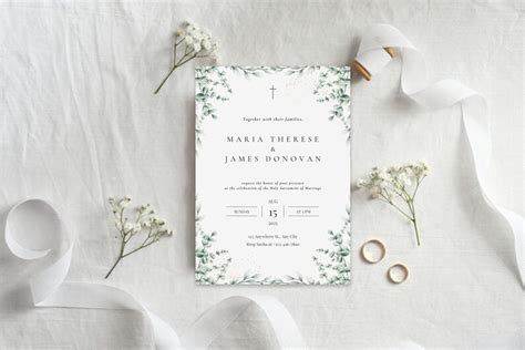 Green Catholic Wedding Template Garden Wedding Invitation Catholic