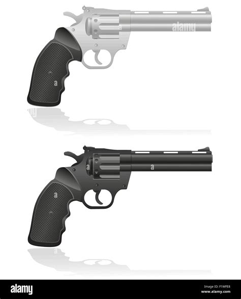 Silver And Black Revolvers Vector Illustration Isolated On White