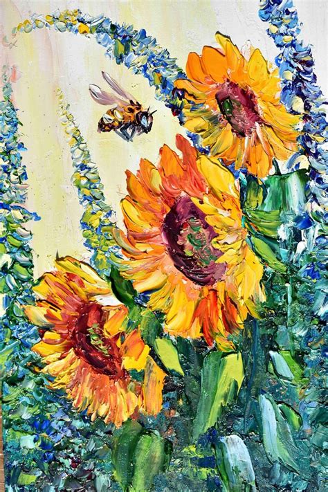 Oil Art Original Art Sunflower Art In Art Painting Floral Artwork