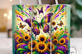 Mardi Gras Butterflies Tumbler Wrap Graphic By Maya Print Design