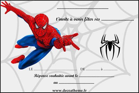 Invitation spiderman gratuite Idée invitation anniversaire