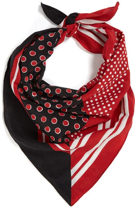 Burberry Stripe And Polka Dot Print Silk Scarf Printed Silk Scarf