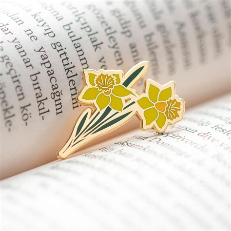 Daffodil Enamel Lapel Pin March Birth Flower Brooch Birthday Gift For