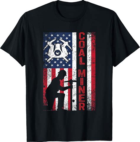 Coal Miner Skull American Flag Usa Patriotic T Shirt Military Green