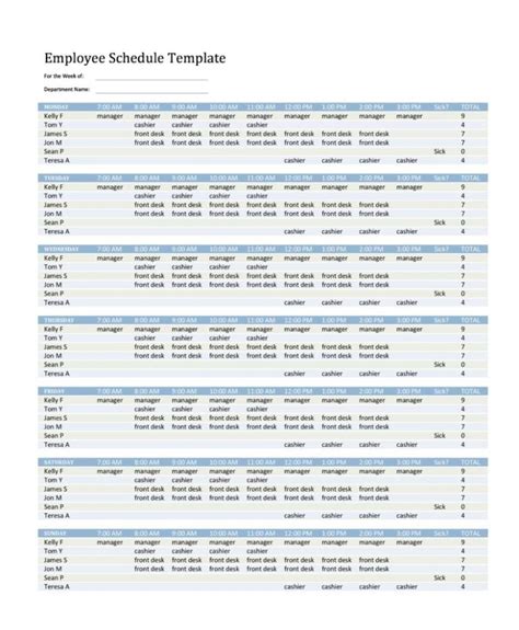 Free Employee Schedule Template Excel PDF Word