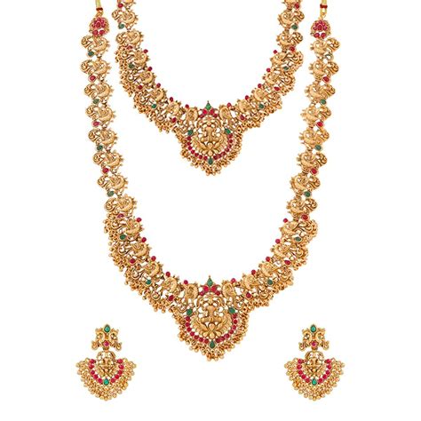 Buy Yellow Chimes Traditional Gold Plated Bridal Necklace Set Online