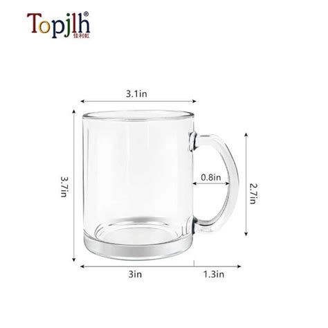 Topjlh 11oz Clear Glass Coffee Mug For Sublimation Customized Logo