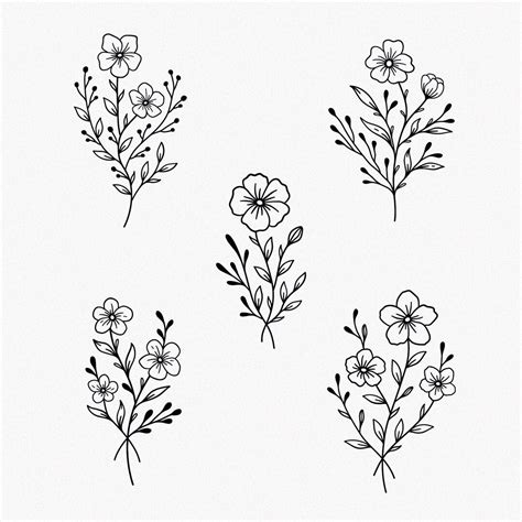 Hand Drawn Flower Bouquets SVG Bundle 25 Flowers Cut Files Botanical