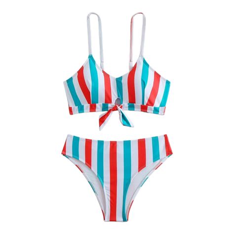 Dgqplpd Bikini Sets For Women Swim Sets Clearance Stylish Striped Two Piece Swimsuit High Waist