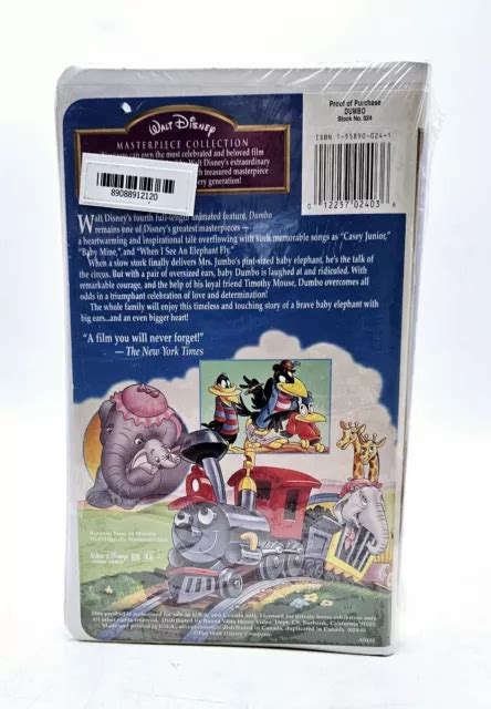 Dumbo Walt Disney Masterpiece Collection Vhs Tape New Sealed