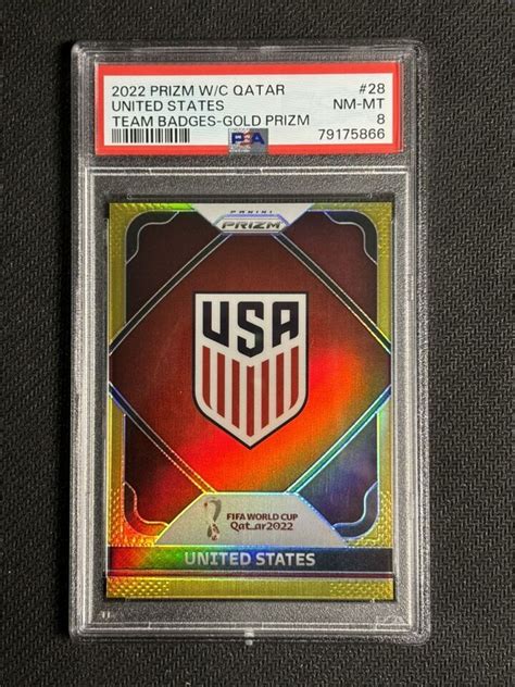 Panini Prizm Fifa World Cup Usa Team Badges Gold Psa United