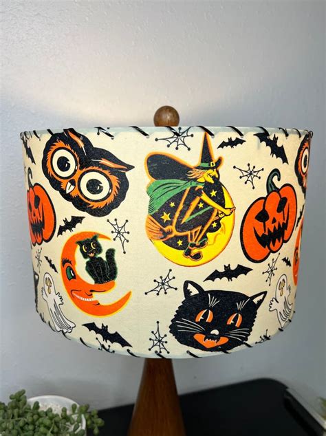 Fiberglass Lamp Shade Mcm Vintage Style Halloween Black Cat Retro Witch