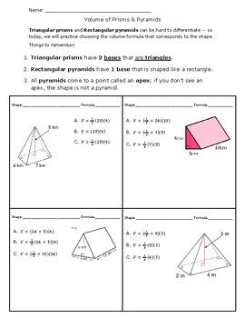 Volume Of Triangular Prisms And Rectangular Pyramids By Catherine Wilson