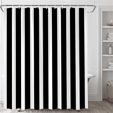 Rideau De Douche Rayures Noires Et Blanches Moderne Rustique Simple