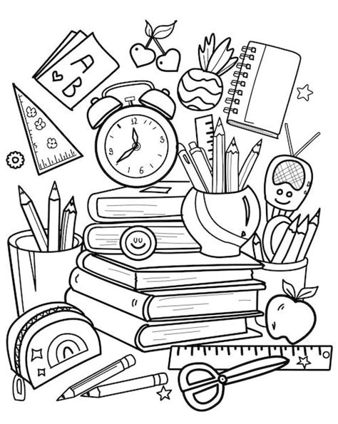 Premium Vector A Black And White Drawing Of A School Desk With A