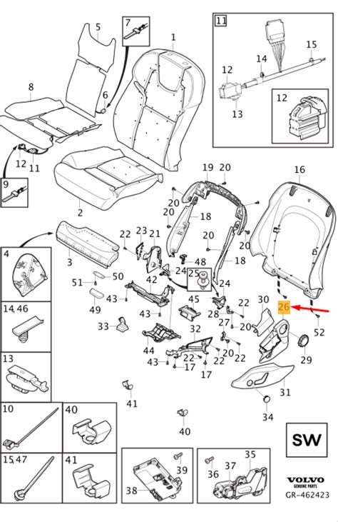 VOLVO V60 MK2 Front Left Seat Outer Left Rear Side Panel 31498660 NEW