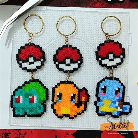 Chaveiro Pok Mon Kanto Christmas Perler Beads Pikachu Hama Beads