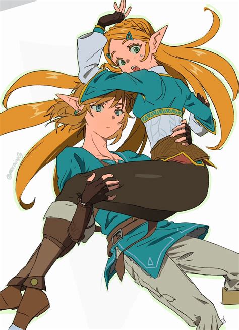 Link And Princess Zelda The Legend Of Zelda And 1 More Drawn By