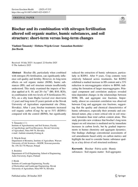 (PDF) Biochar and its combination with nitrogen fertilisation altered ... 