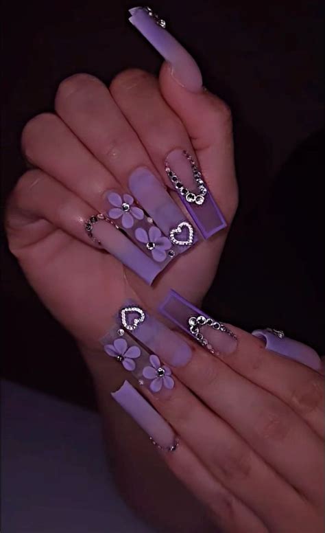 Keumanii Purple Nails Purple Acrylic Nails Purple And Silver Nails