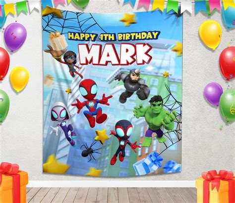 Spidey Amazing Friends Birthday Party Backdrop Spiderman Birthday