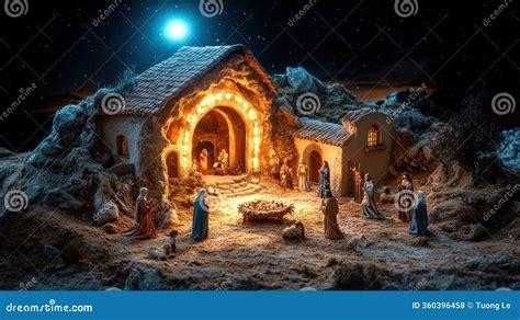 Traditional Nativity Scene Celebrating Christian Christmas Stock