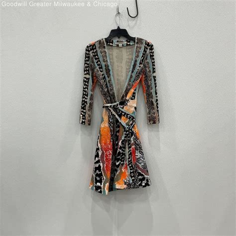 NWT Diane Von Furstenberg Womens Multicolor Snake Print Coat Wrap Dress