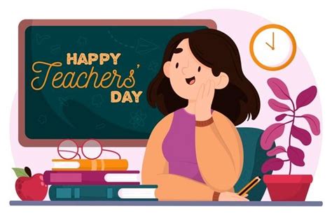 Premium Vector Happy Teachers Day With Educator And Blackboard D A