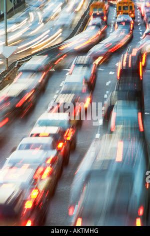 Long Exposure Of Evening Traffic On Highway M07 In Kyiv Ukraine The