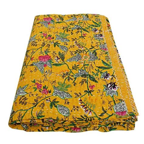 Handmade Cotton Quilt Vintage Kantha Home Decor Bedspread Bed Cover