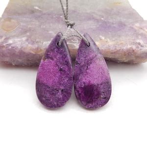 New Natural African Purple Stone Teardrop Earrings Beads Gemstone