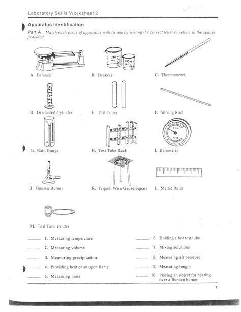 Lab Equipment Identification Worksheet