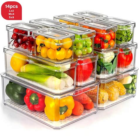 THELIFE Paquete De 7 14 Contenedores Organizadores Para Refrigerador Y