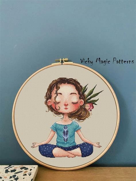 Cross Stitch Pattern Pdf Dark Zen Yoga Relaxation Beautiful Brown