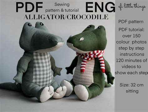 Alligator Crocodile Soft Toy Sewing Pdf Pattern And Pdf And Video