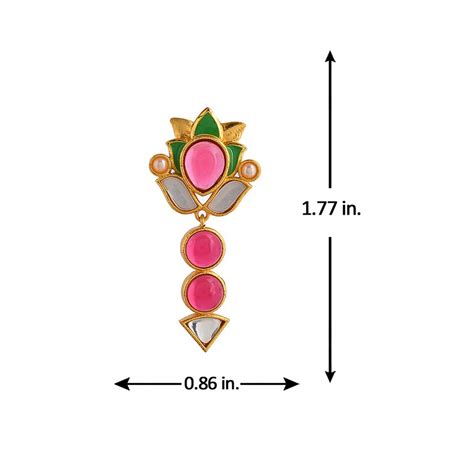 Buy Voylla Forever More Floral Pink Stone Drop Earrings Online