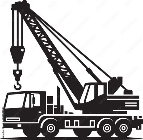 Crane Heavy Construction Equipment Silhouette Vector Illustration